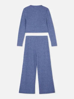 Ensembles Et Tenues|Primark Ensemble Haut Côtelé à Manches Longues Et Legging Bleu marine