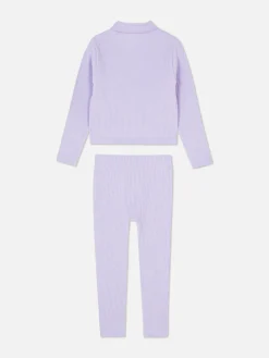 Ensembles Et Tenues|Primark Ensemble Haut Et Legging Côtelés Sans Coutures Lilas