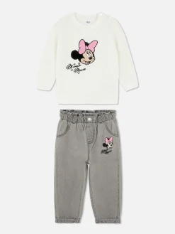 Ensembles Et Tenues|Primark Ensemble Pull En Maille Et Jean Disney Minnie Mouse Ivoire