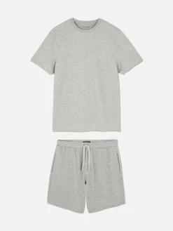 Pyjamas|Primark Ensemble Pyjama Gaufré T-shirt Et Short En Jersey Gris clair