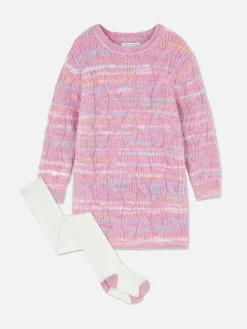 Robes|Primark Ensemble Robe-pull En Maille Torsadée Et Collants Multicolore