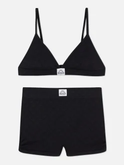Ensembles Lingerie|Primark Ensemble Sans Coutures Brassière Triangle Et Short Kappa X Noir