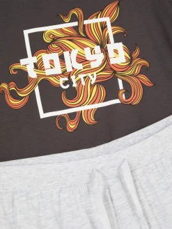 Pyjamas|Primark Ensemble Short Et T-shirt De Pyjama Anthracite