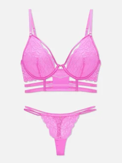 Ensembles Lingerie|Primark Ensemble Soutien-gorge Et String En Dentelle Rose