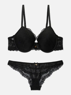Ensembles Lingerie|Primark Ensemble Soutien-gorge Moulé Et Culotte En Dentelle Noir