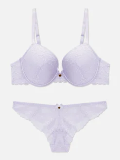 Ensembles Lingerie|Primark Ensemble Soutien-gorge Moulé Et Culotte En Dentelle Lilas
