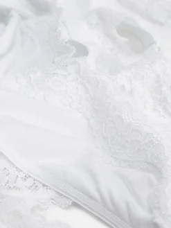 Ensembles Lingerie|Primark Ensemble Soutien-gorge Non Rembourré Et String à Liseré En Dentelle Blanc