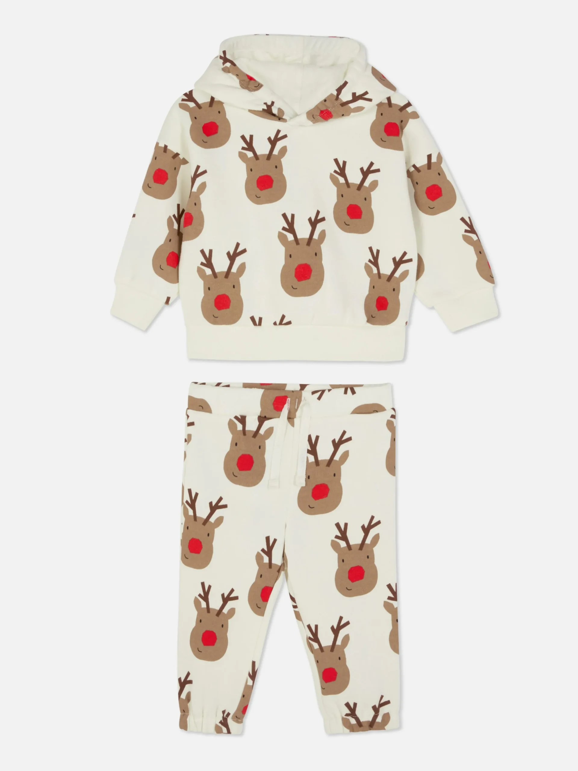 Ensembles Et Tenues|Primark Ensemble Sweat à Capuche à Motif Renne Et Bas De Jogging De Noël Coordonné Multicolore