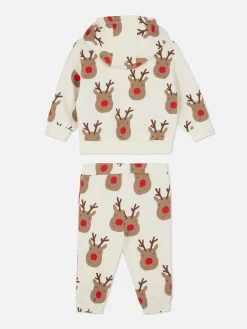 Ensembles Et Tenues|Primark Ensemble Sweat à Capuche à Motif Renne Et Bas De Jogging De Noël Coordonné Multicolore