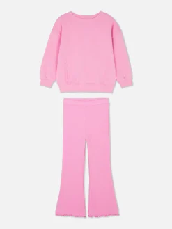 Ensembles Et Tenues|Primark Ensemble Sweat-shirt Et Legging évasé Coordonné Rose