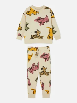 Ensembles Et Tenues|Primark Ensemble Sweat-shirt Graphique Et Bas De Jogging Coordonné Écru