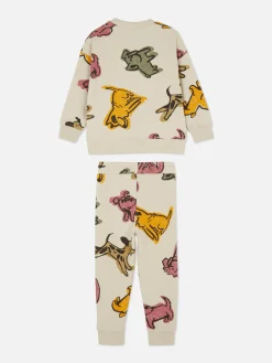 Ensembles Et Tenues|Primark Ensemble Sweat-shirt Graphique Et Bas De Jogging Coordonné Écru