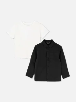 Hauts Et T-Shirts|Primark Ensemble T-shirt Et Chemise à Manches Longues Noir