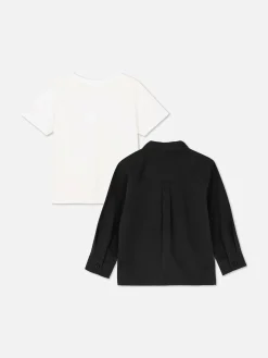 Hauts Et T-Shirts|Primark Ensemble T-shirt Et Chemise à Manches Longues Noir