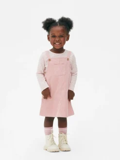 Ensembles Et Tenues|Primark Ensemble T-shirt Rayé Et Robe Chasuble En Velours Rose