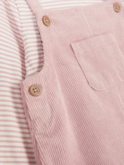 Ensembles Et Tenues|Primark Ensemble T-shirt Rayé Et Robe Chasuble En Velours Rose