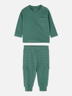 Ensembles Et Tenues|Primark Ensemble T-shirt Texturé Et Pantalon Cargo Vert