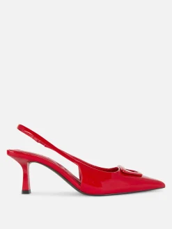 Vêtements Gothiques|Chaussures À Talons|Primark Escarpins Bas à Talon Ouvert Rouge
