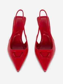 Vêtements Gothiques|Chaussures À Talons|Primark Escarpins Bas à Talon Ouvert Rouge