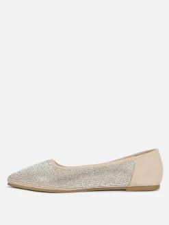 Ballerines|Primark Escarpins Cloutés à Bout Carré Rose clair