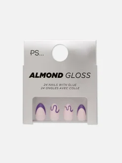 Faux Ongles|Primark Faux Ongles Brillants à Motif Tourbillon En Amande PS... Lilas