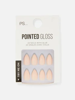 Faux Ongles|Primark Faux Ongles Brillants Pailletés à Bout Pointu PS... Argent