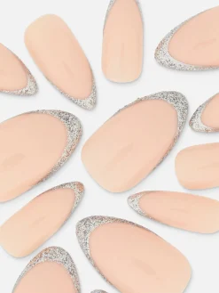 Faux Ongles|Primark Faux Ongles Brillants Pailletés à Bout Pointu PS... Argent