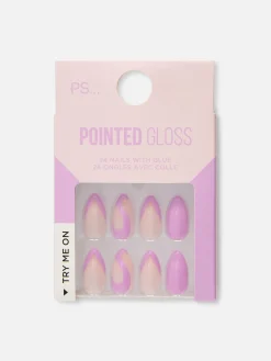 Faux Ongles|Primark Faux Ongles Pointus Glossy à Motif Tourbillons PS... Lilas