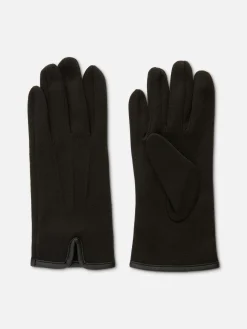 Chapeaux, Gants Et Écharpes|Primark Gants En Maille Point De Rome à Finitions En Simili Cuir Noir