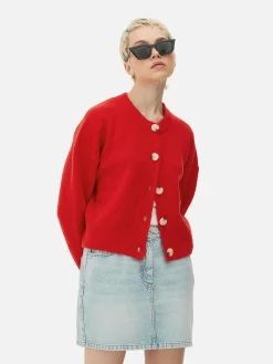 Pulls Et Gilets|Primark Gilet Boutonné à Col Ras-du-cou Rouge