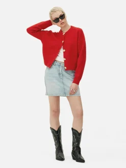 Pulls Et Gilets|Primark Gilet Boutonné à Col Ras-du-cou Rouge