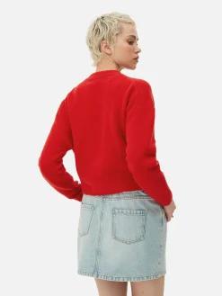 Pulls Et Gilets|Primark Gilet Boutonné à Col Ras-du-cou Rouge