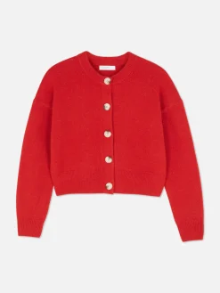 Pulls Et Gilets|Primark Gilet Boutonné à Col Ras-du-cou Rouge