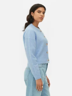 Pulls Et Gilets|Primark Gilet Boutonné à Col Ras-du-cou Bleu clair