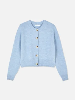 Pulls Et Gilets|Primark Gilet Boutonné à Col Ras-du-cou Bleu clair