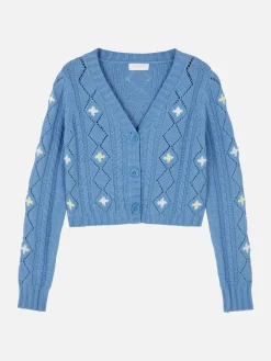 Pulls Et Gilets|Primark Gilet Brodé à Col En V Bleu