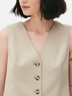 Blazers|Primark Gilet De Costume Ajusté Boutonné Grège