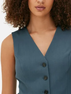 Blazers|Primark Gilet De Costume Ajusté Boutonné Bleu foncé