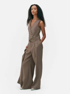 Blazers|Primark Gilet De Costume Asymétrique Boutonné Sur Le Devant Moka