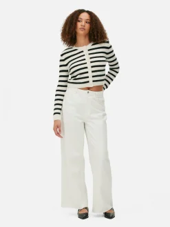 Pulls Et Gilets|Primark Gilet En Maille Boutonné Blanc/Noir