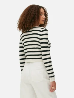 Pulls Et Gilets|Primark Gilet En Maille Boutonné Blanc/Noir