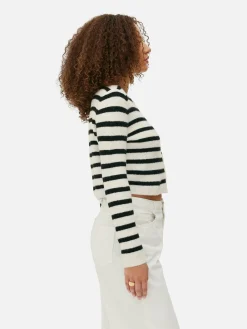 Pulls Et Gilets|Primark Gilet En Maille Boutonné Blanc/Noir