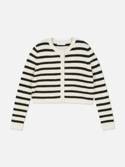 Pulls Et Gilets|Primark Gilet En Maille Boutonné Blanc/Noir