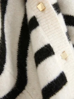 Pulls Et Gilets|Primark Gilet En Maille Boutonné Blanc/Noir