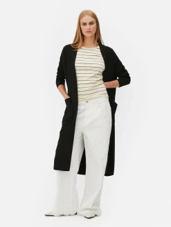 Pulls Et Gilets|Primark Gilet Long Bord à Bord Noir