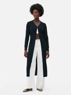 Pulls Et Gilets|Primark Gilet Long Boutonné Bleu marine