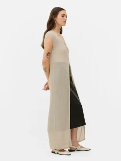 Pulls Et Gilets|Primark Gilet Long Sans Manches Beige