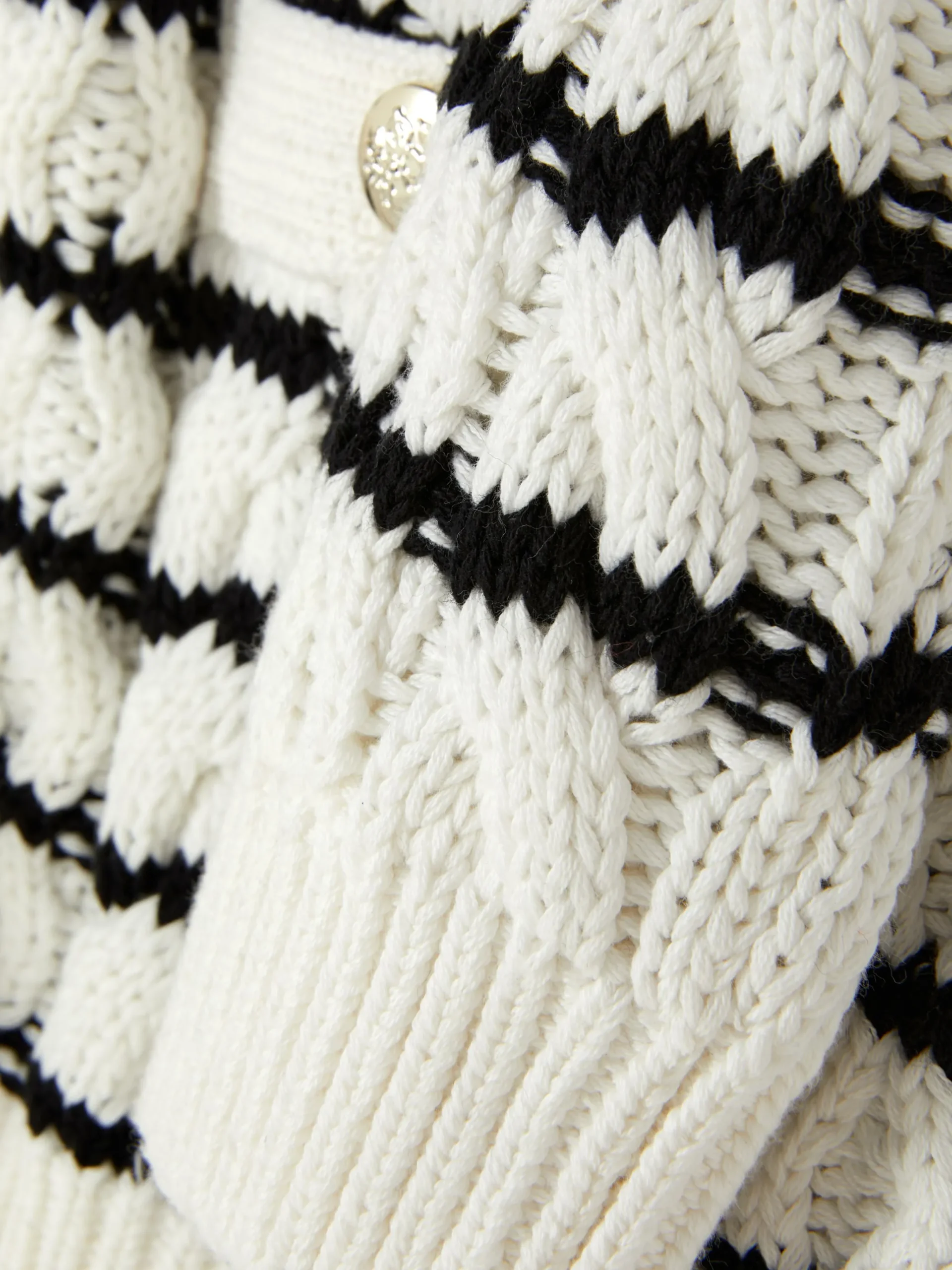 Pulls Et Gilets|Primark Gilet Rayé En Maille Torsadée Blanc/Noir