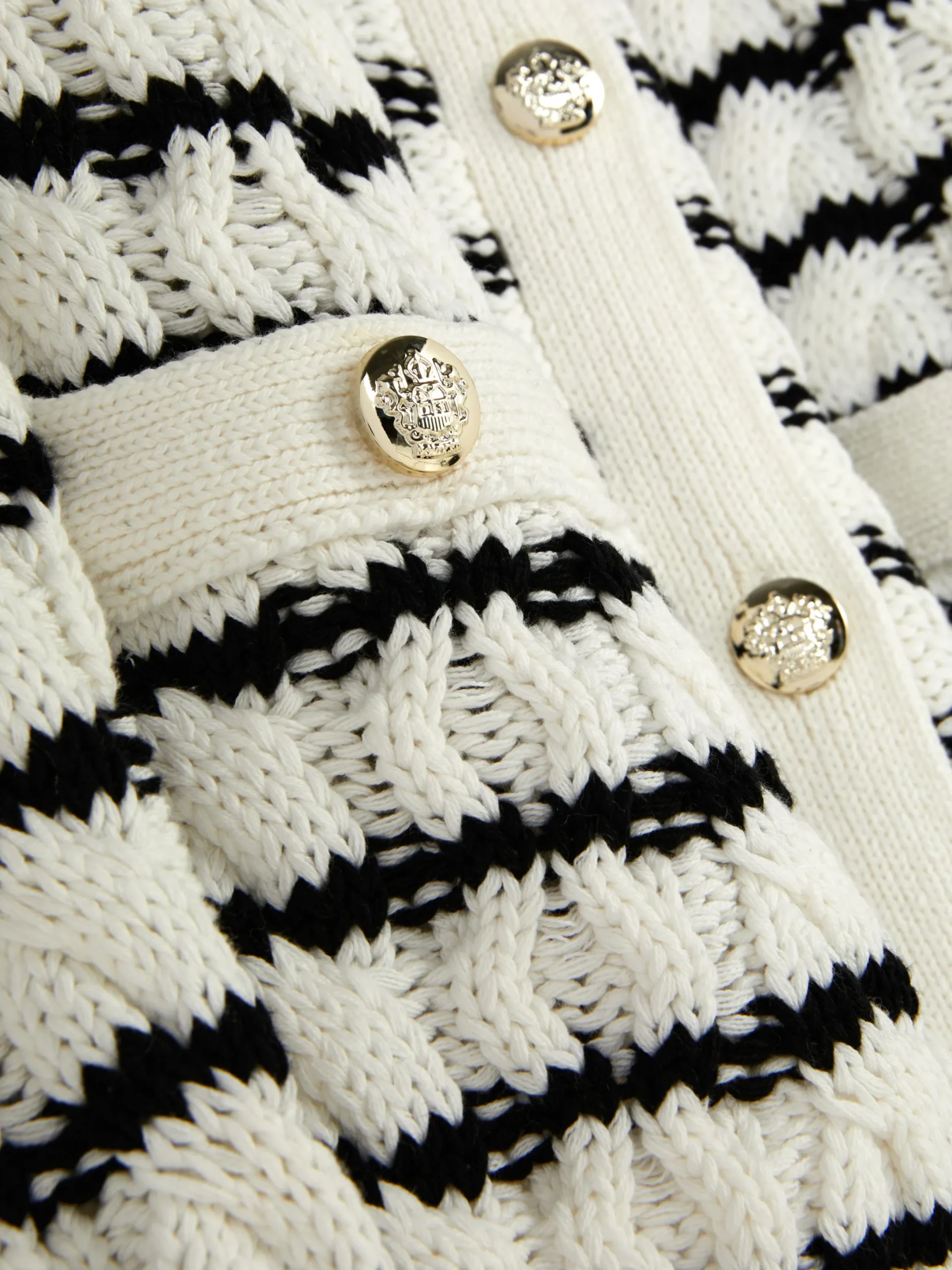 Pulls Et Gilets|Primark Gilet Rayé En Maille Torsadée Blanc/Noir