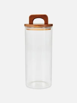 Art De La Table|Primark Grande Boîte En Verre Avec Poignée En Bois Transparent